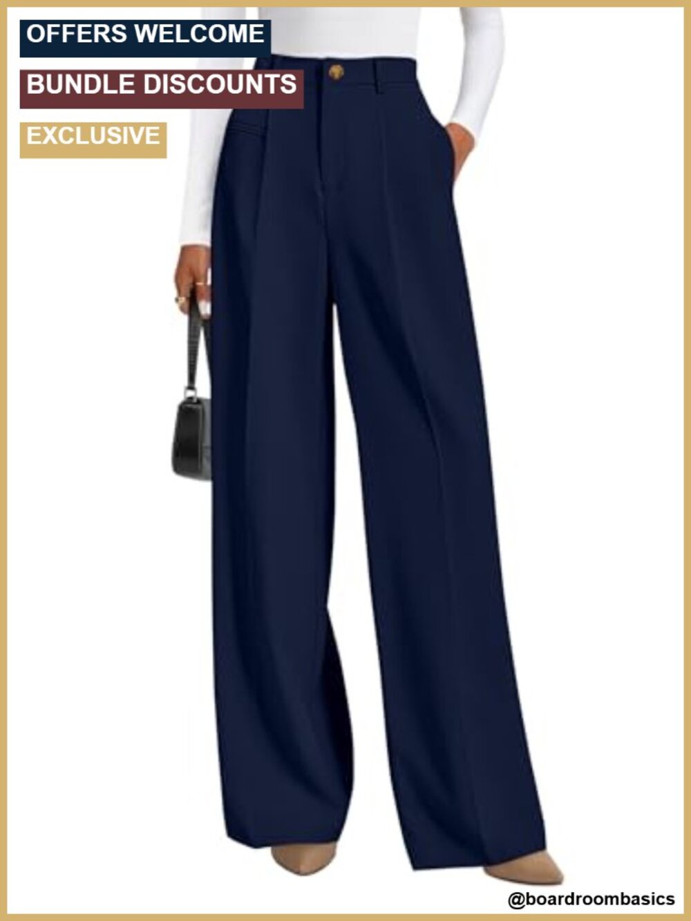 Wide Leg High Waist Work Dress Pants Business Casual Trousers - Picture 1 of 6